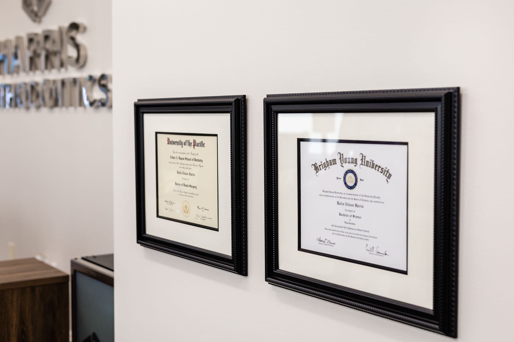 Dr. Harris's diplomas